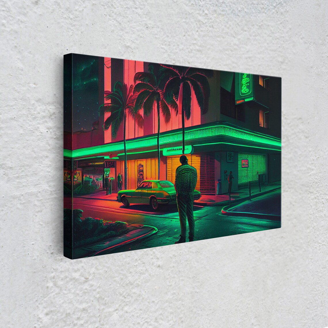 Miami Vice Retro Neon Lights Classic Car Art Print