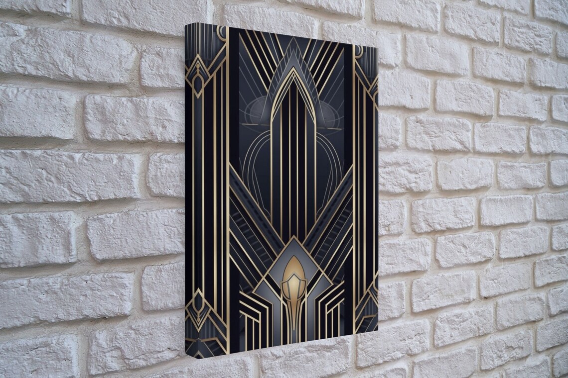 Art Deco Gold and Blue, Mid-Century Wall Art Print - Image 4