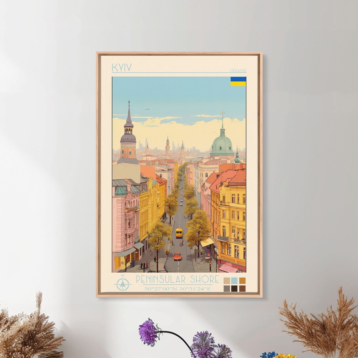 Kyiv Ukraine Sunny Avenue Church Towers Domes Old Town View Poster - Image 2