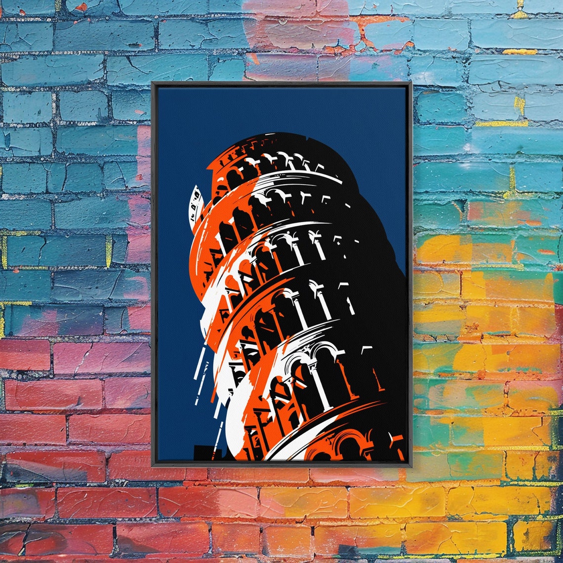 Colorful Printed Of The Leaning Tower Of Pisa In Rome Italy Italian Wall Art Print Italy Travel Poster Art Abstract Art - Image 4