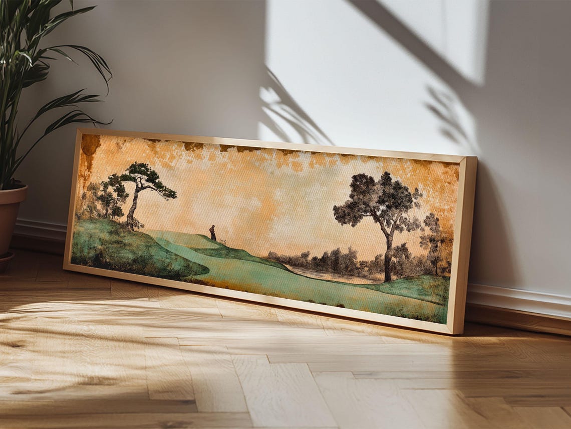 Japanese Inspired Golf Scene Framed Print Rustic Decor Golf Art Panoramic Art Horizontal Wall Art Gift Idea For Him - Image 6