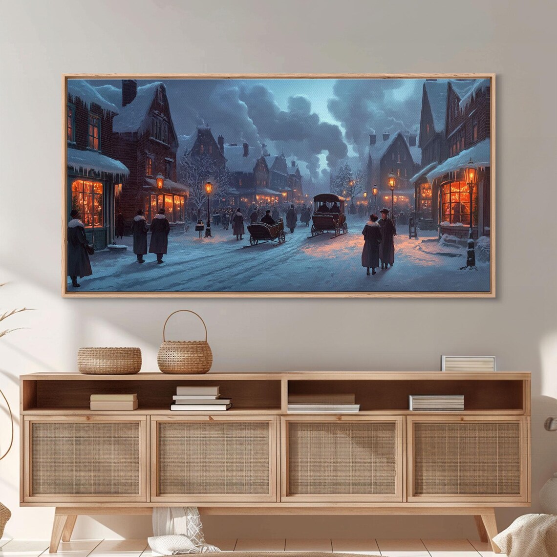 Victorian Winter Street At Dusk With Carriages And Gas Lamps Poster - Image 4