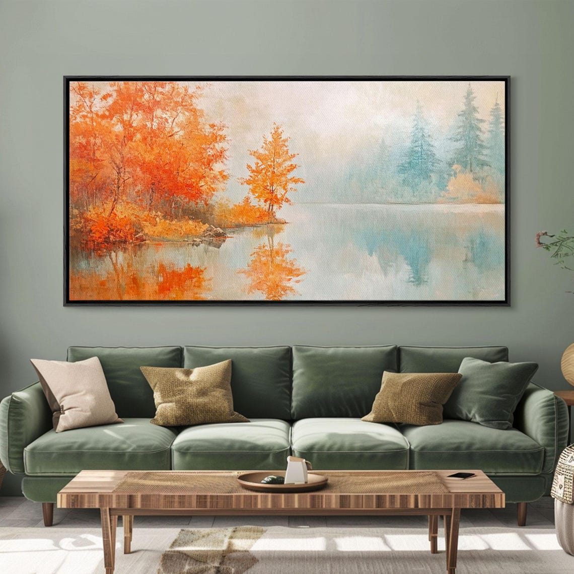 Mid Century Modern Christmas Living Room Tree Snowy View Wall Poster - Image 2