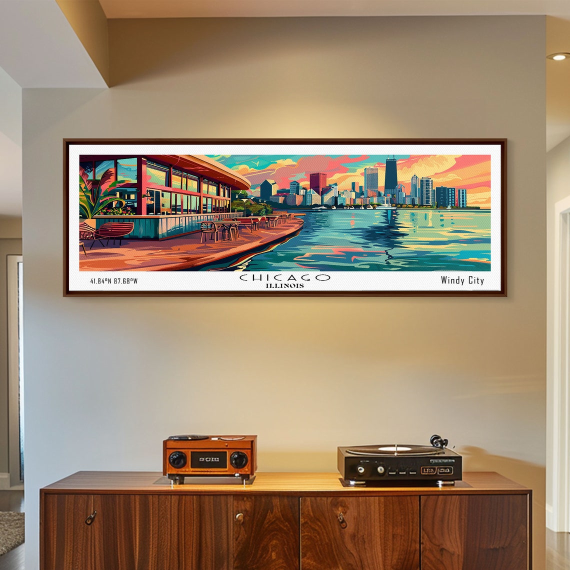 Chicago Illinois Windy City Lakefront Skyline Sunset Travel Poster - Image 6