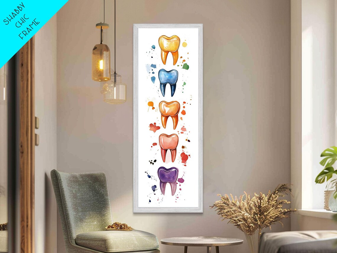 Watercolor Teeth Art Print, Whimsical Dental Decor
