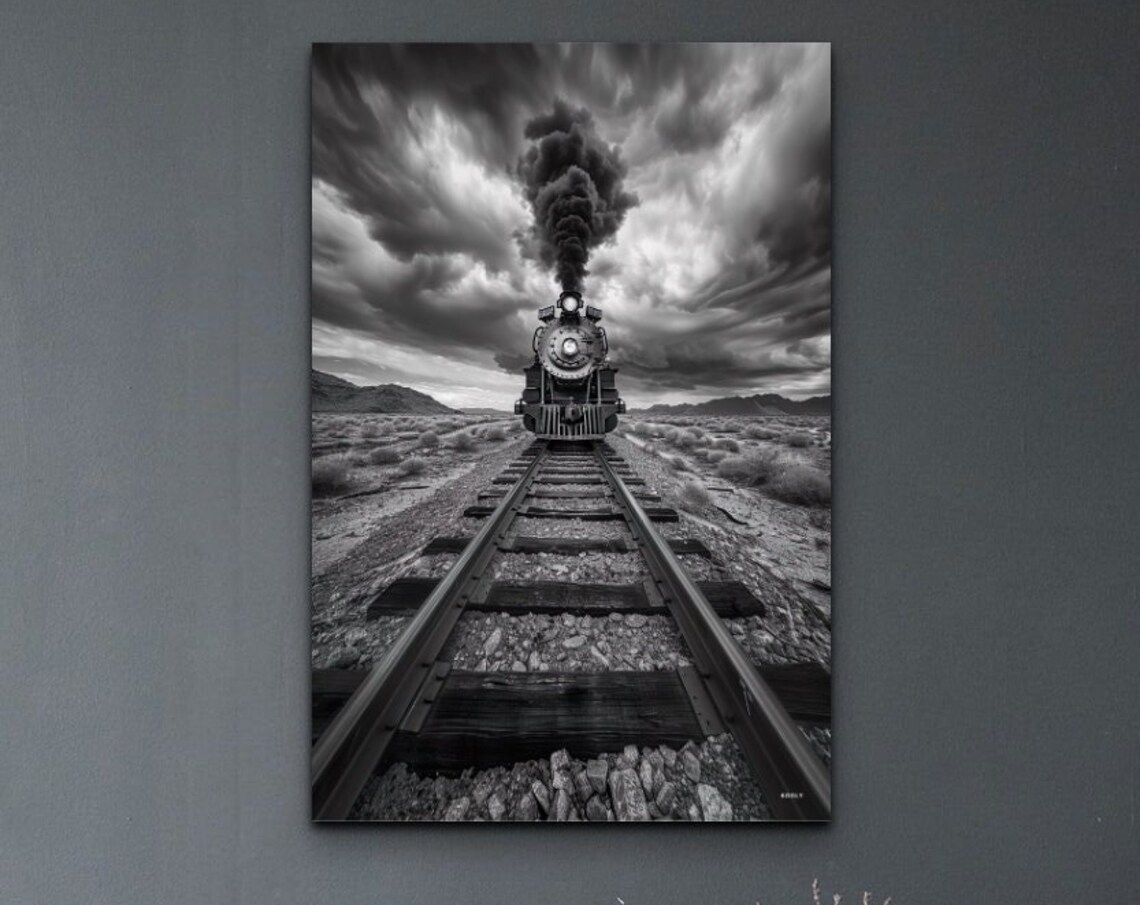 Minimalist Train Wall Art Print, Railway Decor