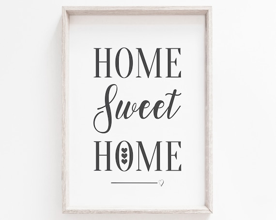 Home Sweet Home Black White Minimalist Typography Farmhouse Poster