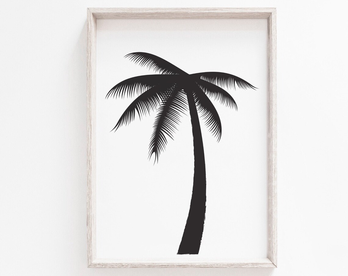 Palm Tree Print, Black And White Minimalist Art