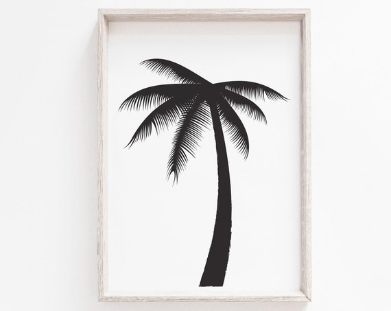 Palm Tree Print, Black And White Minimalist Art