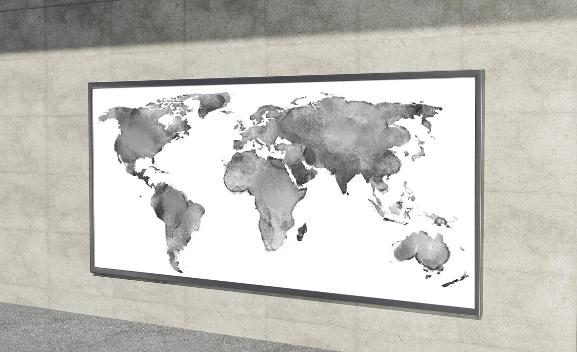 The World Worldmap Watercolor Artmap Wallart Map Minimalistic Worldmapprintable Poster