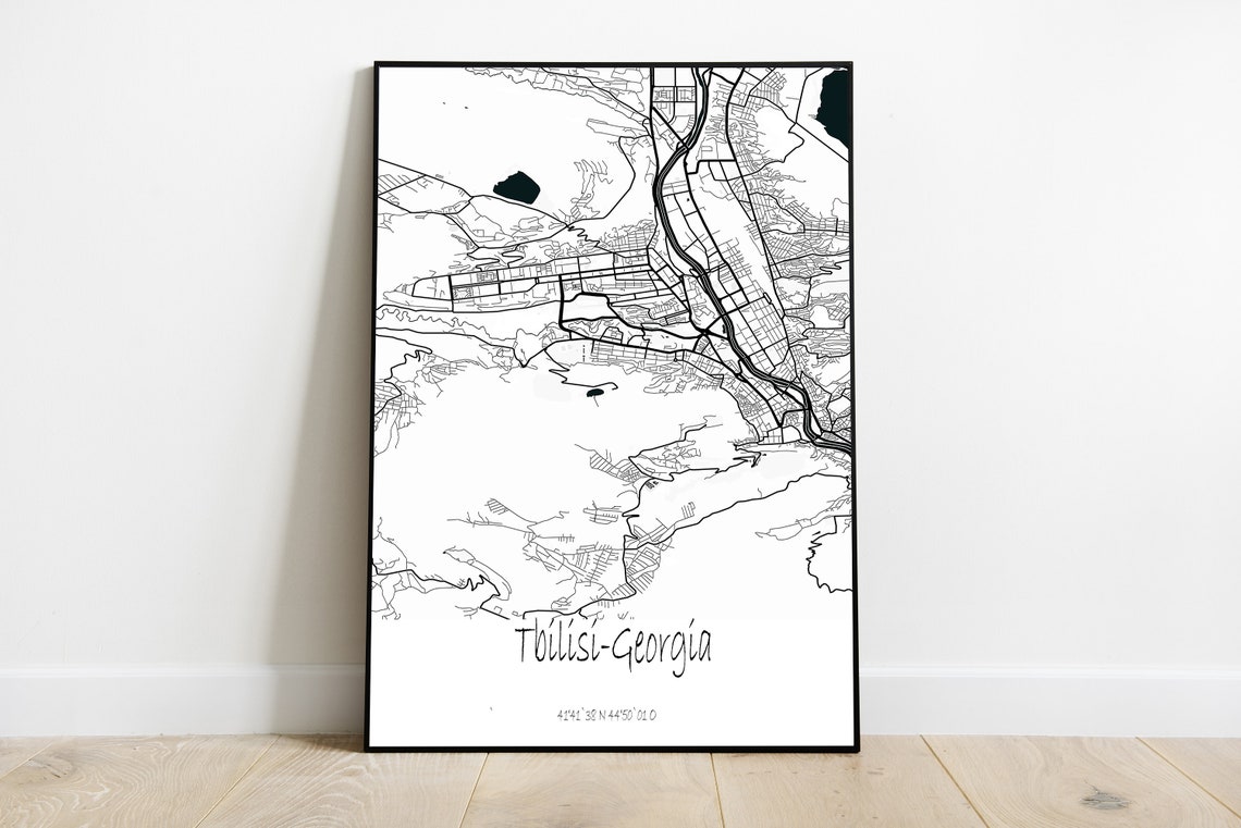 Tbilisi Georgia Minimalist Line City Map Wall Art With Coordinates