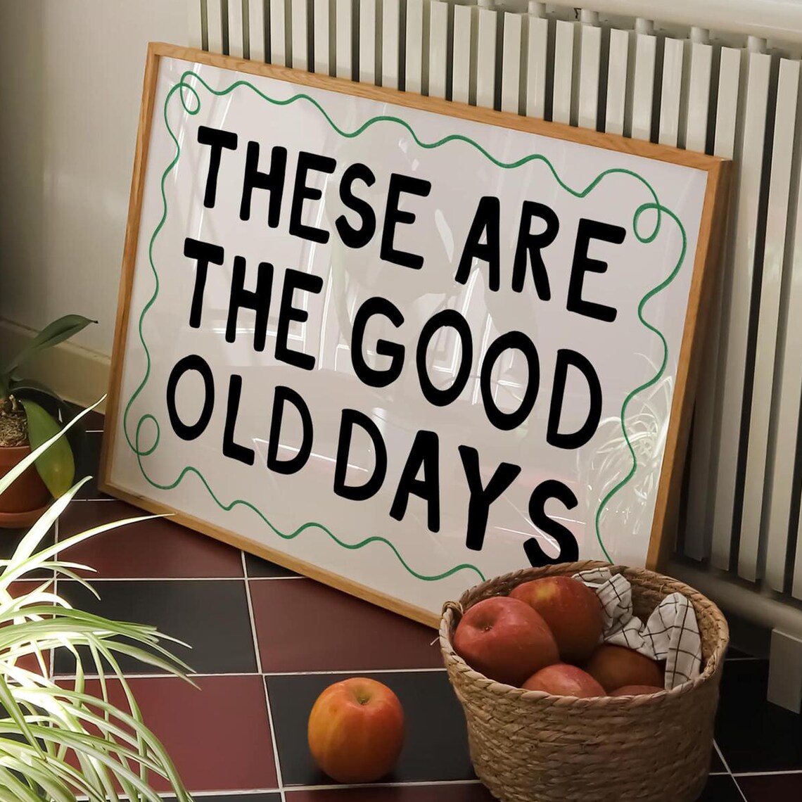 Green Hallway Typography Art Print, Good Old Days