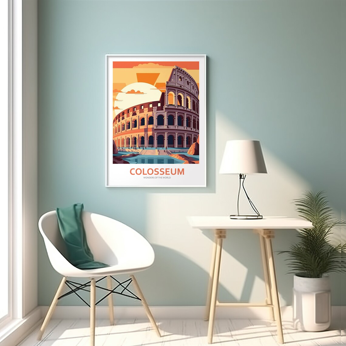 Colosseum Rome Italy Sunset Travel Wonders of the World Poster - Image 2