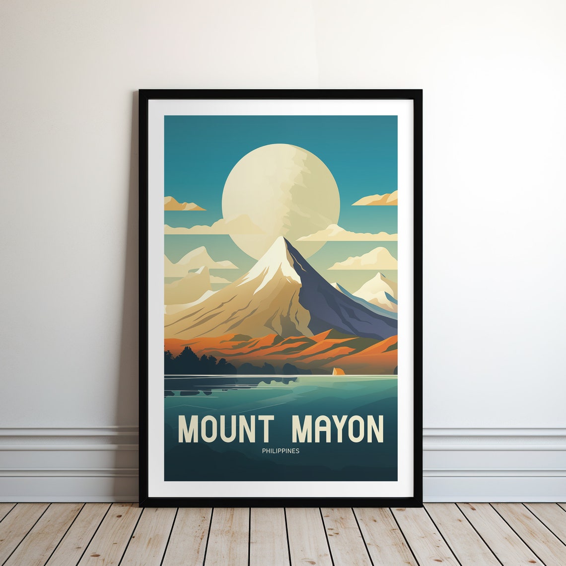 Mount Mayon Philippines Volcano Sunrise Illustration Travel Poster - Image 2
