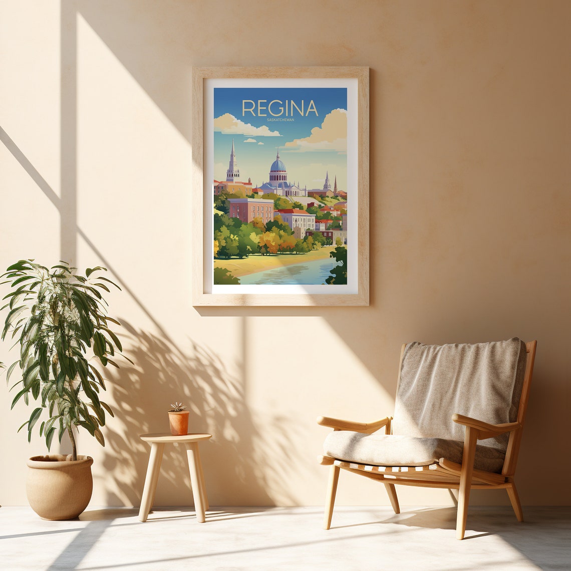 Regina Saskatchewan Historic Skyline Riverside Travel Poster - Image 2