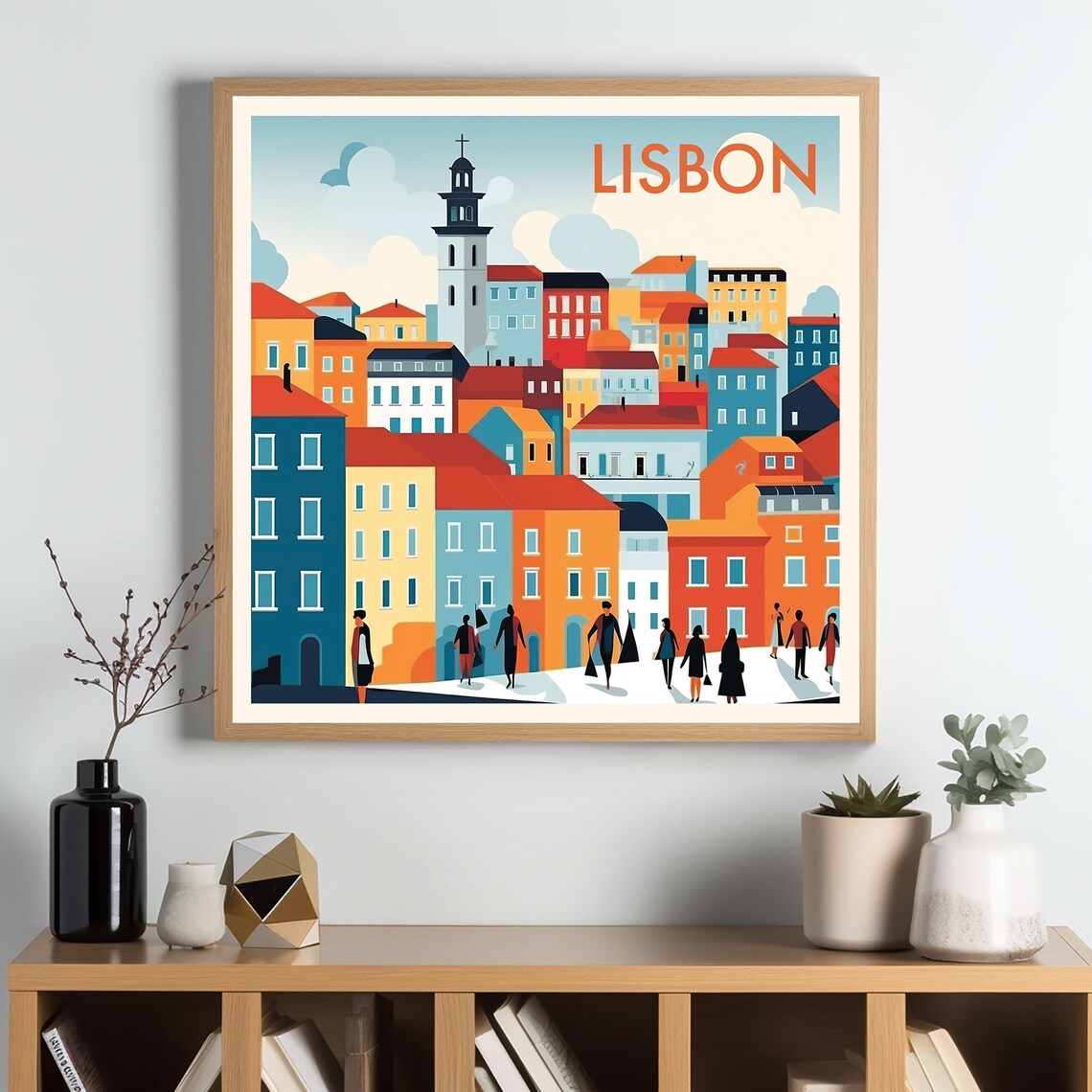 Lisbon Portugal Colorful Hillside Street Alfama Houses Travel Poster - Image 2