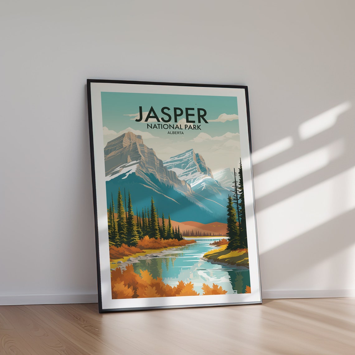 Jasper National Park Alberta Rocky Peaks River Forest Poster - Image 2