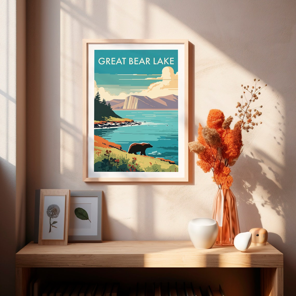 Great Bear Lake Bear Turquoise Water Cliffs Vintage Travel Poster - Image 2