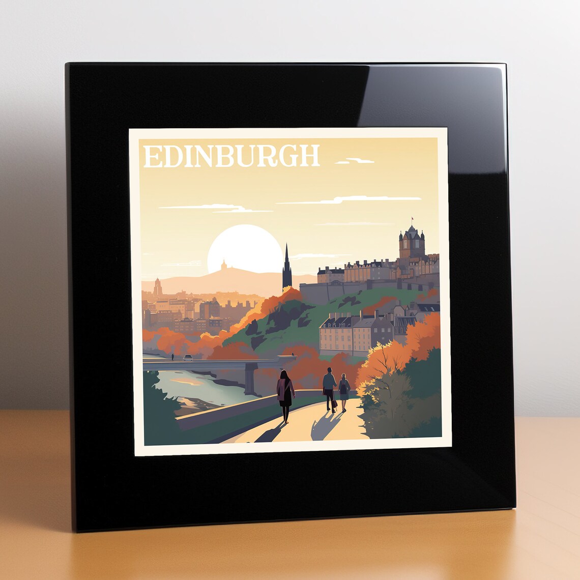 Edinburgh Scotland Castle Sunset Golden Cityscape Autumn Travel Poster - Image 3