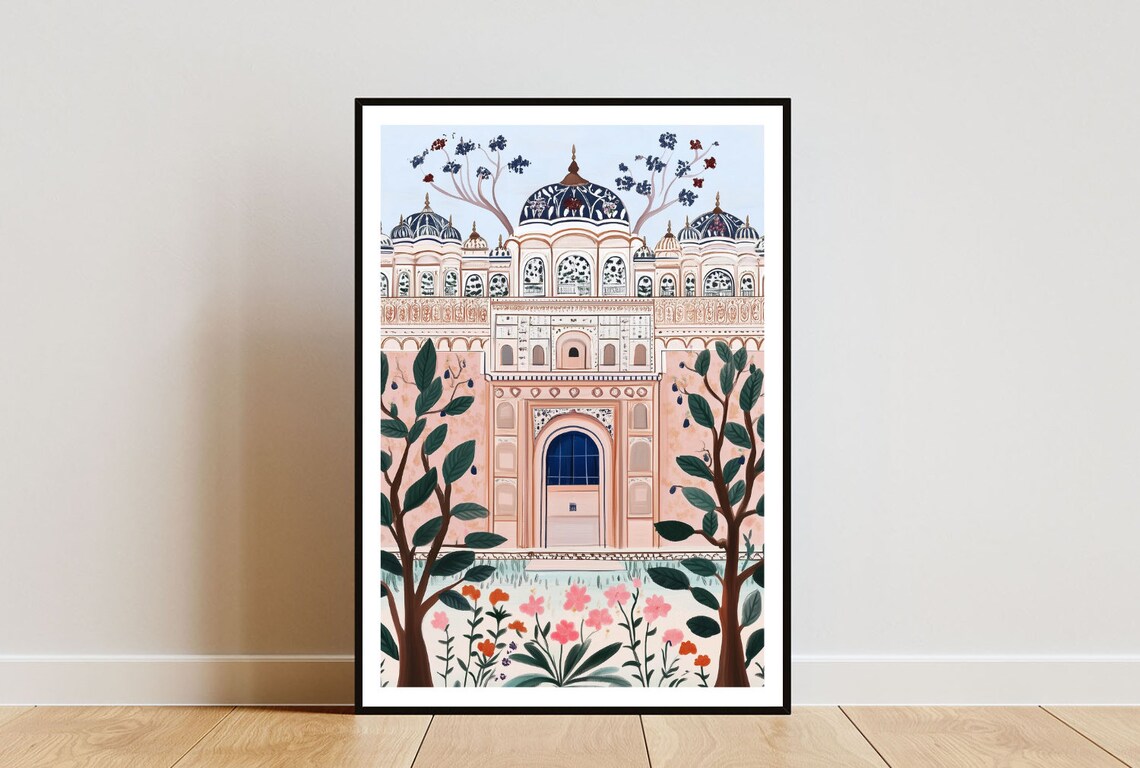 Jaipur India Amber Fort Style Pink Palace Gate with Domes Poster
