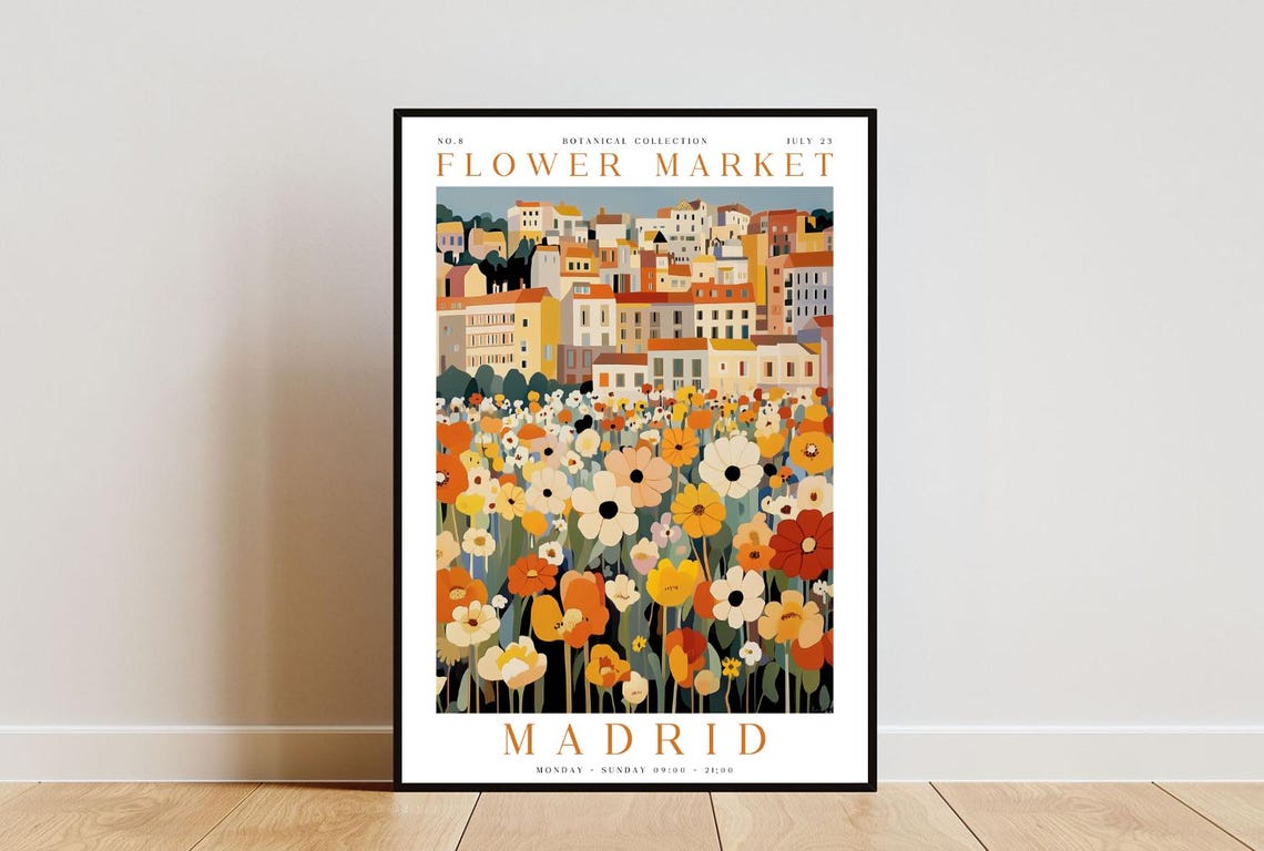 Madrid Flower Market Poster Madrid Poster Flower Market Print Flower Wall Art Botanical Poster Floral Wall Art Yellow Flower Poster