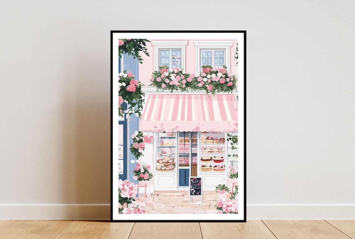 Patisserie Coffee Poster, French Bakery Retro Art Print