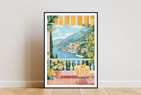 Lake Como Travel Poster, Italy European Wall Art