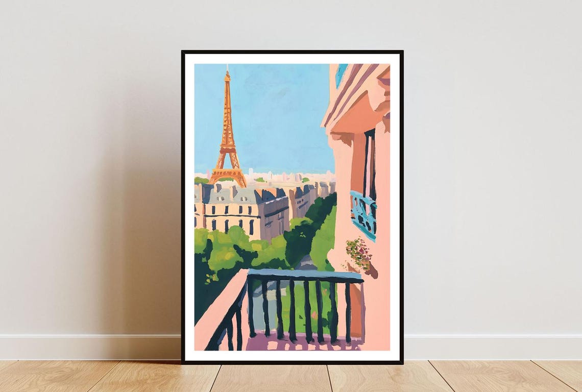 Paris Poster Eiffel Tower Print France Wall Art Travel Poster Paris France Paris Wall Art Paris Oil Painting Paris Print Pastel Art