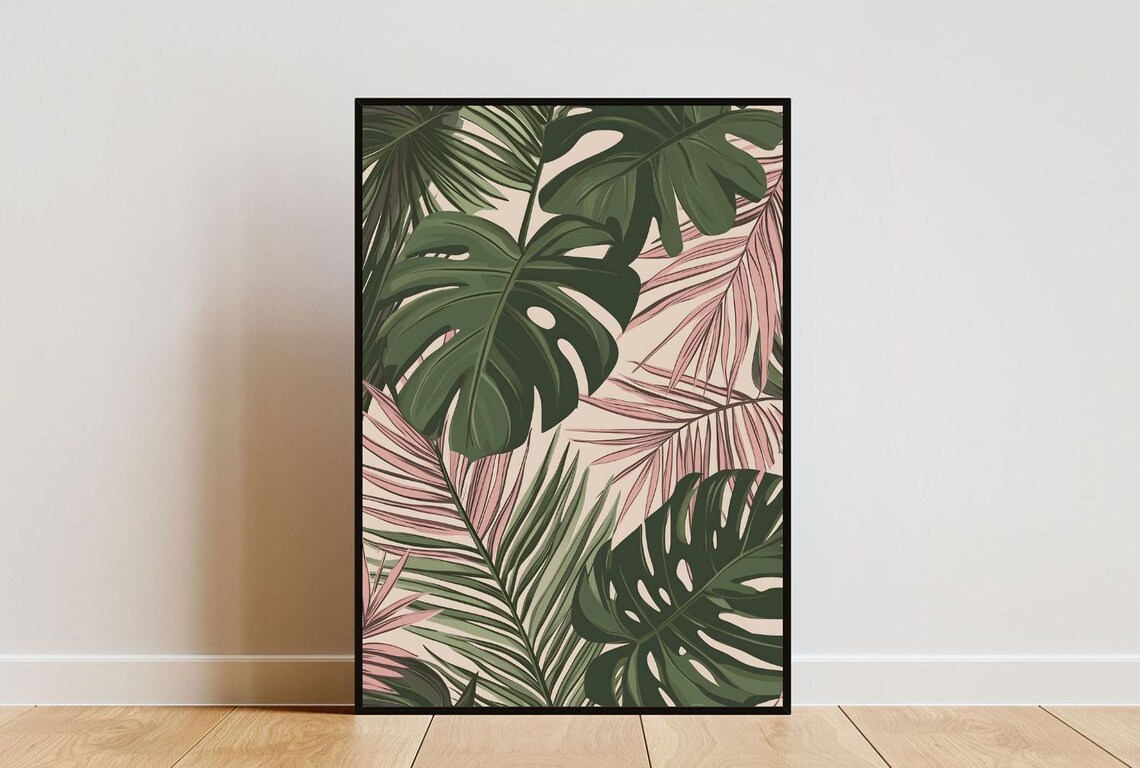 Rainforest Leaf Botanical Poster Print, Boho Decor