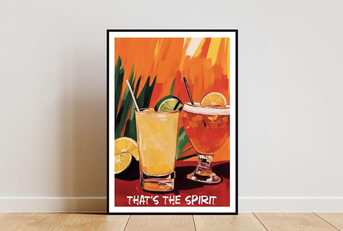 Thats The Spirit Tropical Cocktail Duo In Sunset Orange Poster