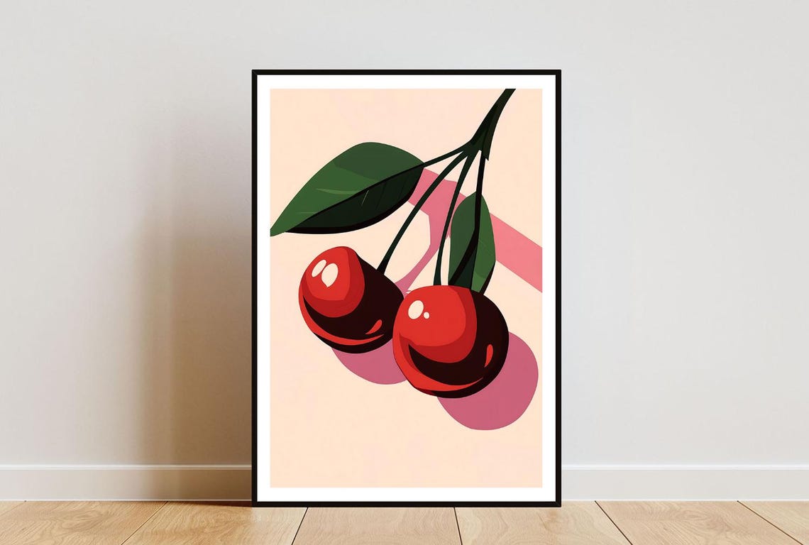 Cherry Poster Kitchen Print Cherry Wall Art Fruit Poster Cherry Print Cherry Fruit Wall Art Kitchen Poster Fruit Print Kitchen Art