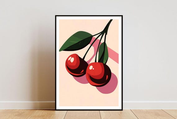 Cherry Poster Kitchen Print Cherry Wall Art Fruit Poster Cherry Print Cherry Fruit Wall Art Kitchen Poster Fruit Print Kitchen Art