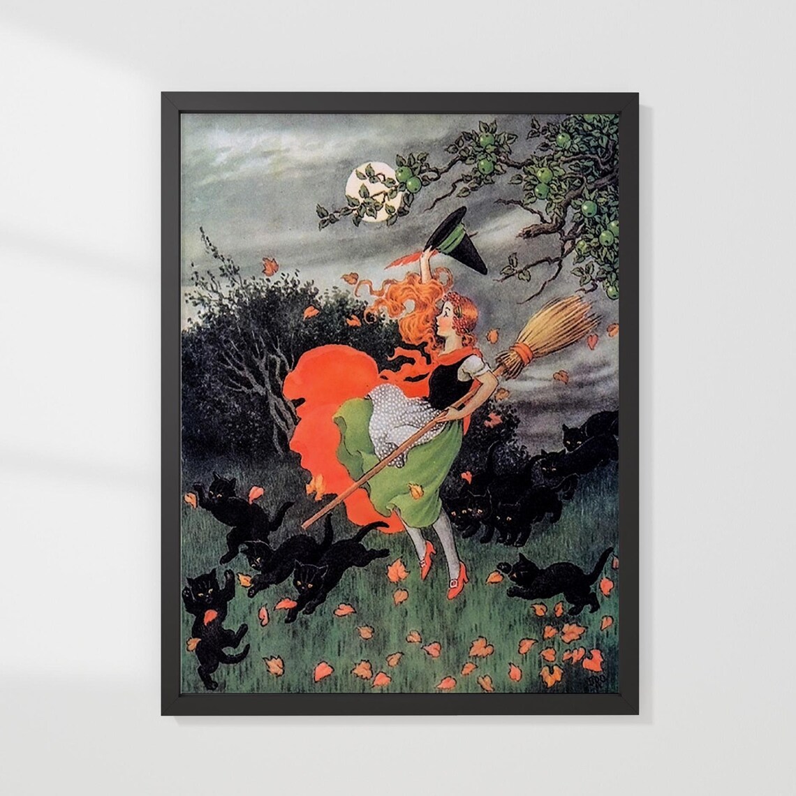 Vintage Halloween Witch Illustration Art Print