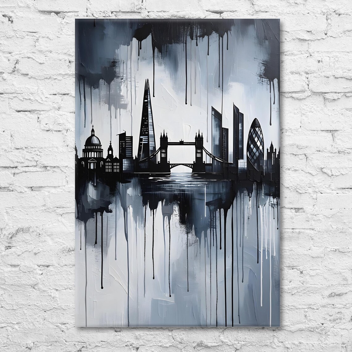 London In The Rain, Black And White Artwork - Image 2