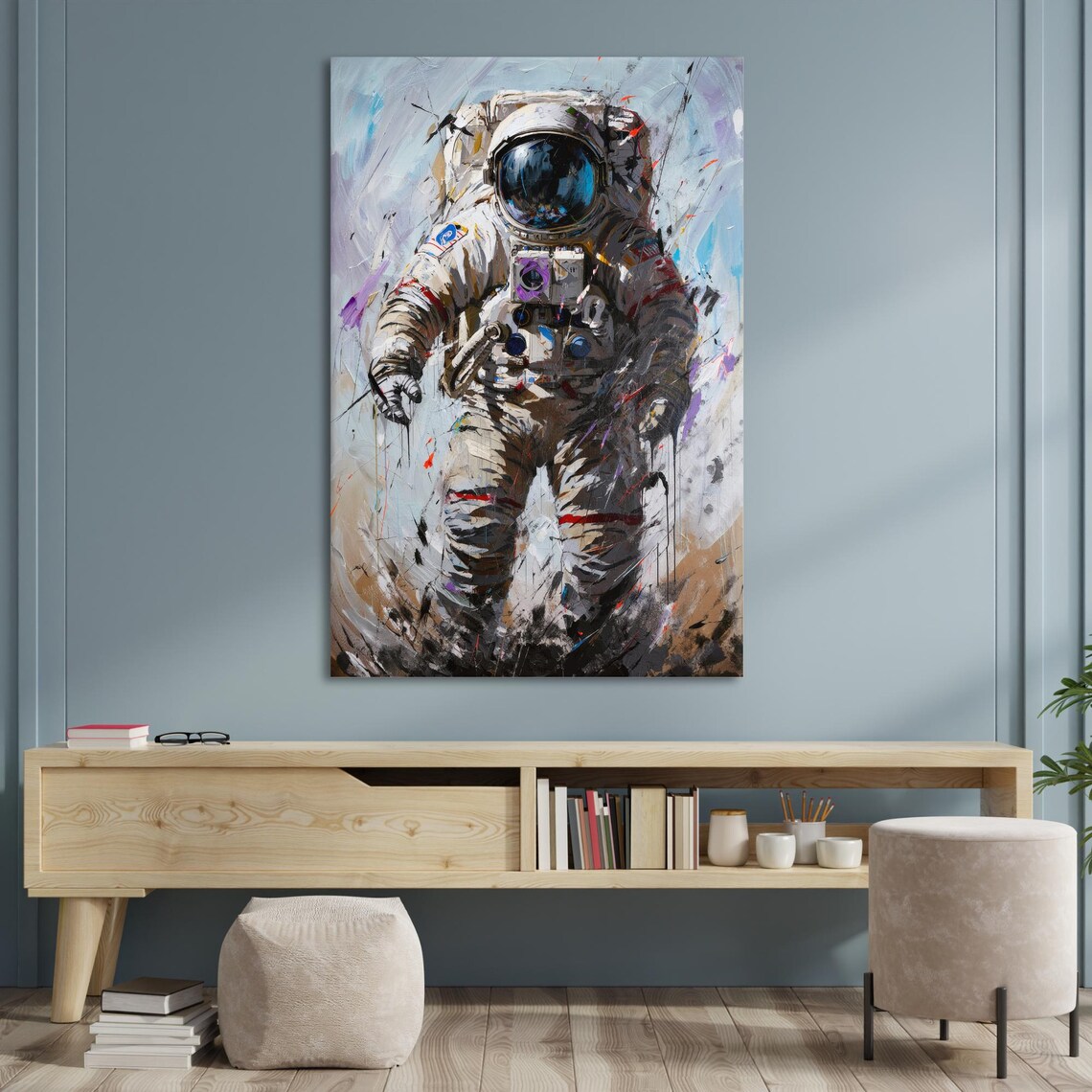 Astronaut in Spacesuit Abstract Space Exploration Art Poster - Image 3