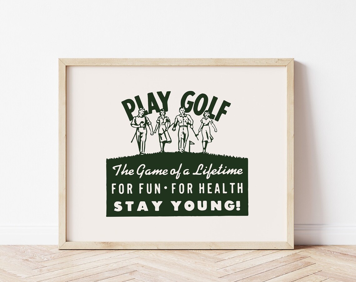 Play Golf Game Of A Lifetime Vintage Retro Four Golfers Wall Art