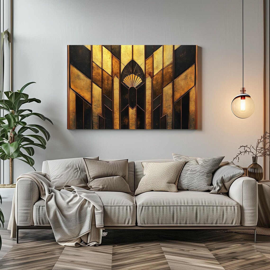 Art Deco Black Gold Skyscraper Fan 1920s City Glam Wall Print