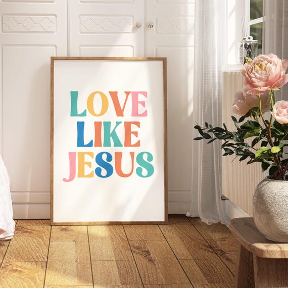 Christian Nursery Print Love Like Jesus Poster Scripture Nursery Bible Verse Baby Room Christian Wall Art Print Retro Baby Shower Gift