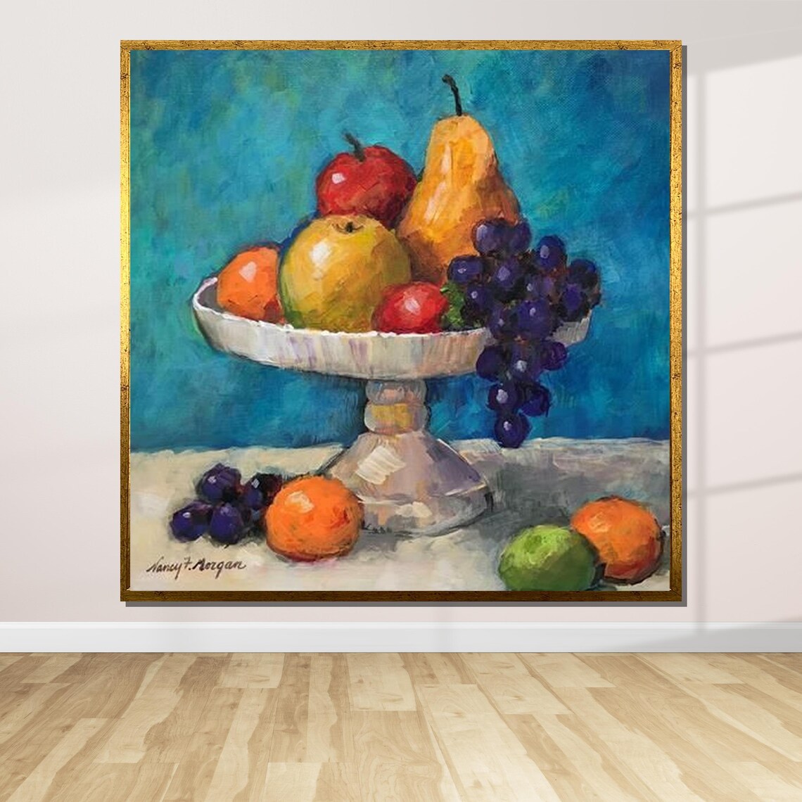 Classic Fruit Bowl Still Life, Traditional Art Print