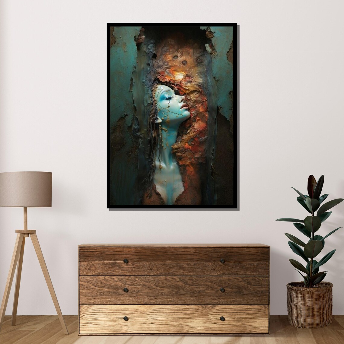 Ethereal Woman Emerging Dreamscape Surreal Fantasy Abstract Art Poster
