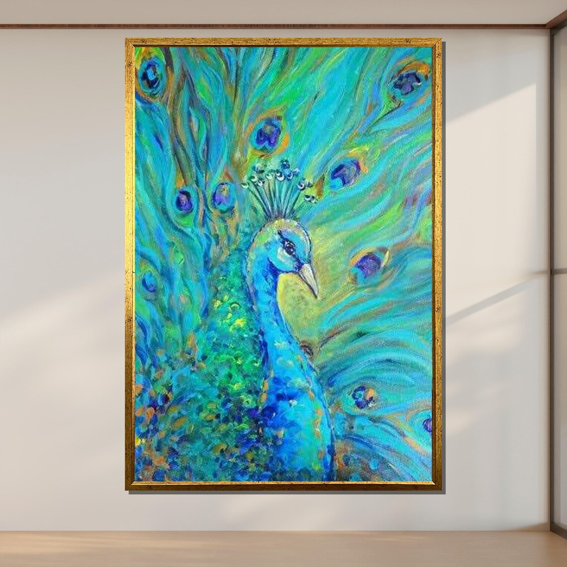 Vibrant Peacock Colorful Abstract Bird Feathers Turquoise Art Poster