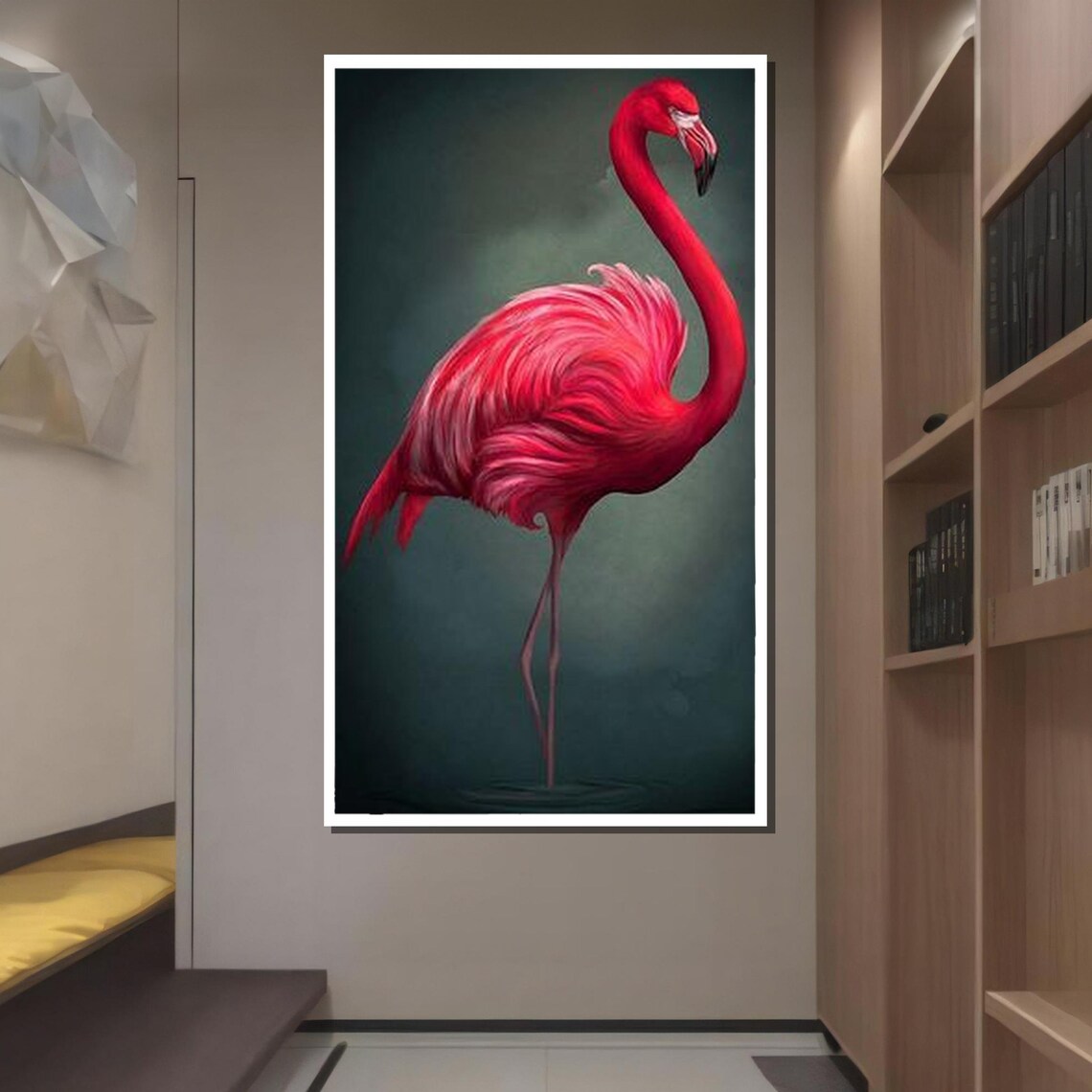 Elegant Pink Flamingo Standing Graceful Bird Vibrant Animal Art Poster