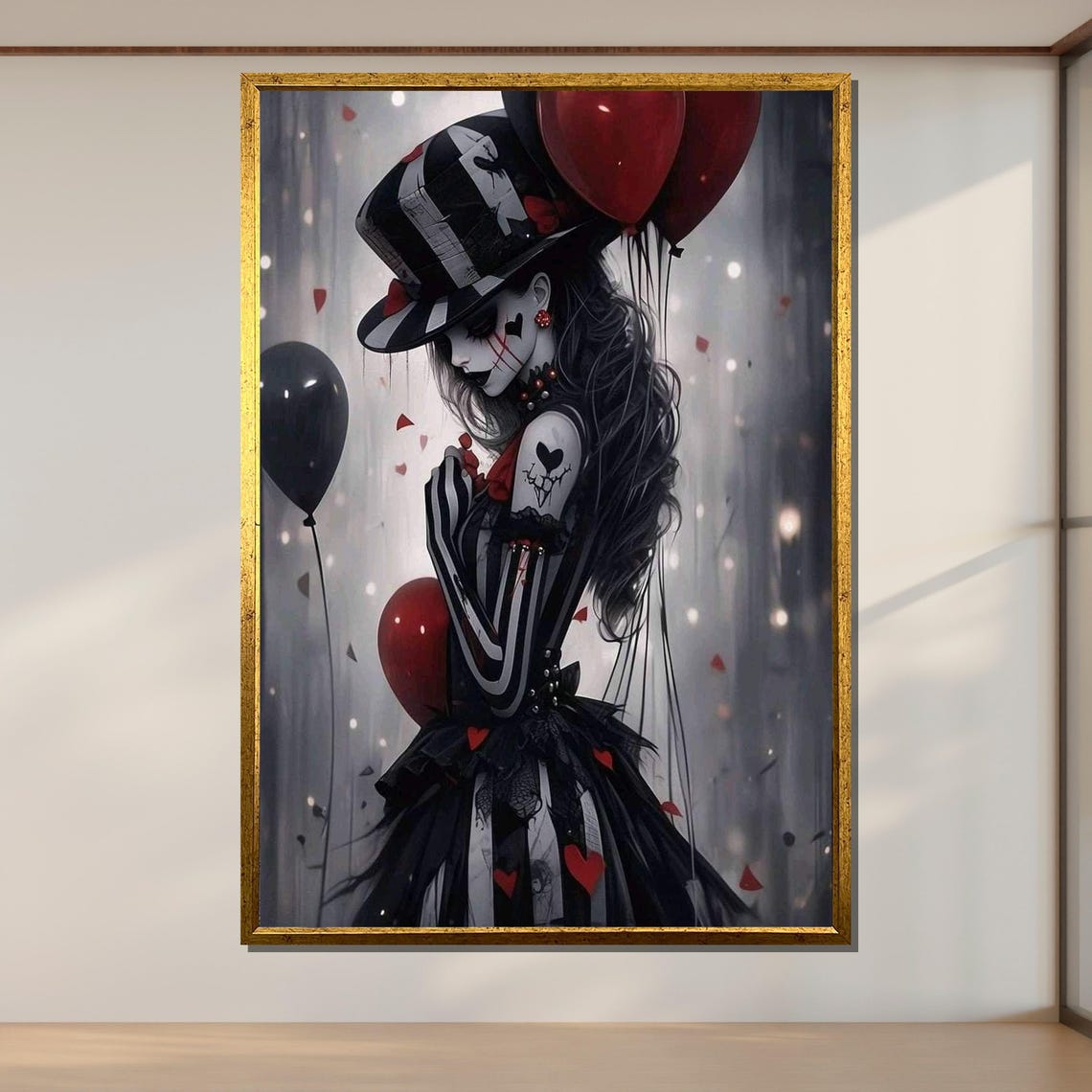 Gothic Clown Dark Circus Art Heartbroken Clown Wall Print Surreal Gothic Decor Ready To Hang Decoration