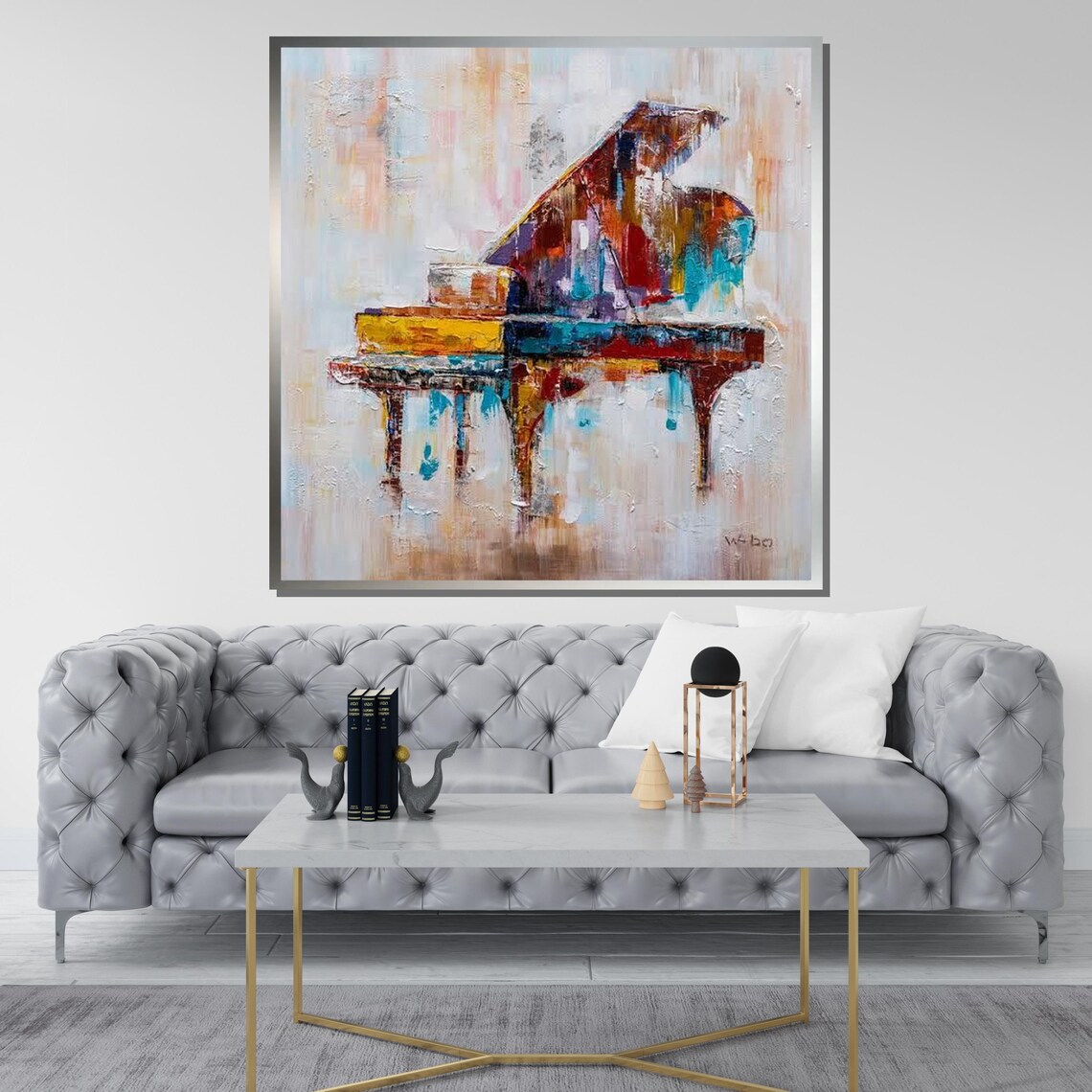 Colorful Grand Piano Abstract Palette Knife Music Painting Art Poster - Image 3