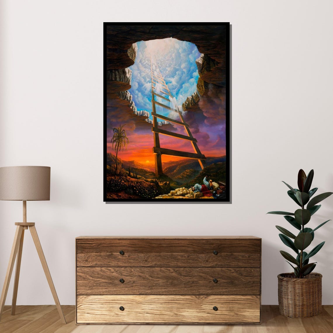 Jacob's Ladder To Heaven Surreal Dreamlike Spiritual Sky Sunset Poster