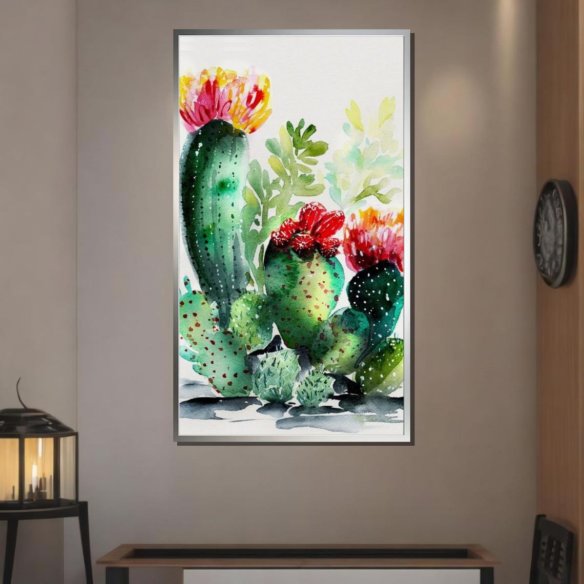 Watercolor Cactus Bloom Prickly Pear Botanical Desert Garden Print - Image 3