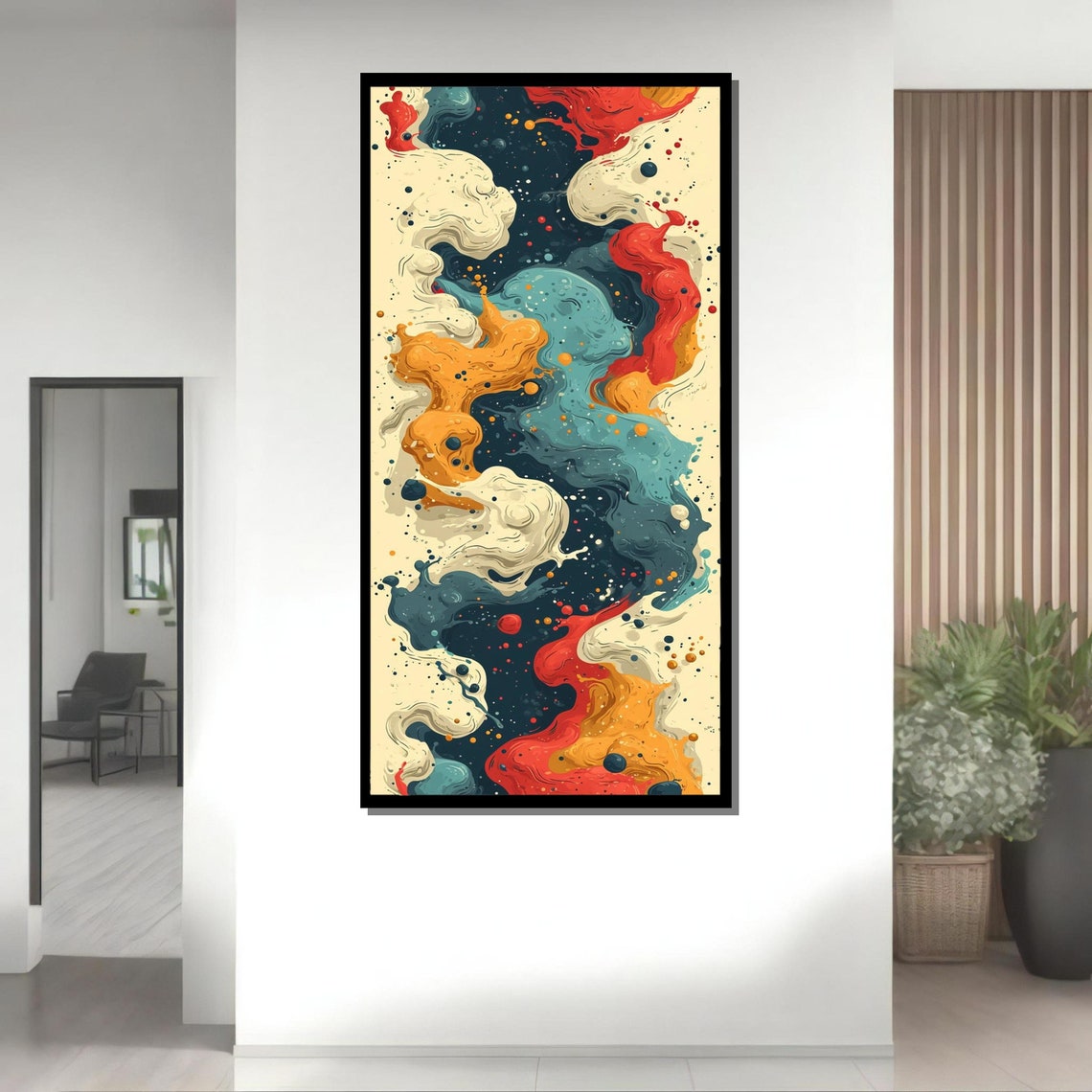 Colorful Abstract Swirl Fluid Marble Teal Red Modern Art Wall Poster - Image 4
