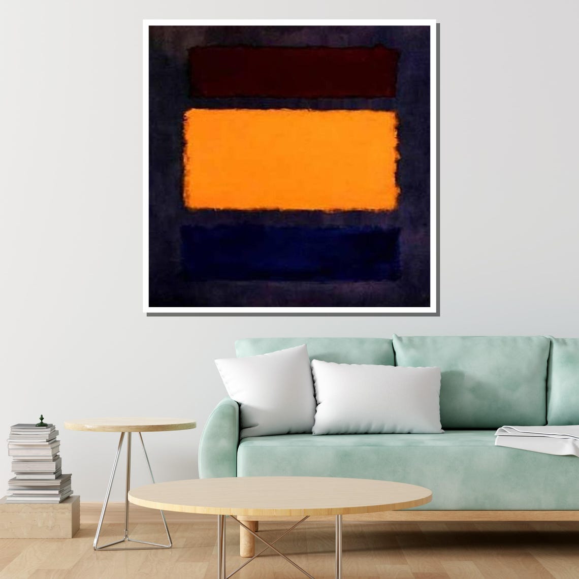 Bold Orange Block Navy Black Abstract Minimalist Color Block Poster - Image 2