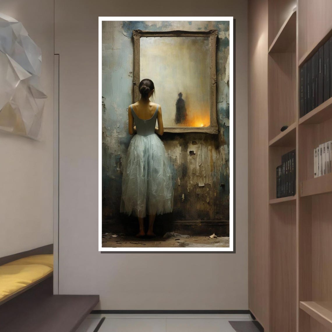 Mysterious Ballerina Reflection Dreamlike Surreal Art Atmospheric Wall Decor Ready To Hang - Image 4