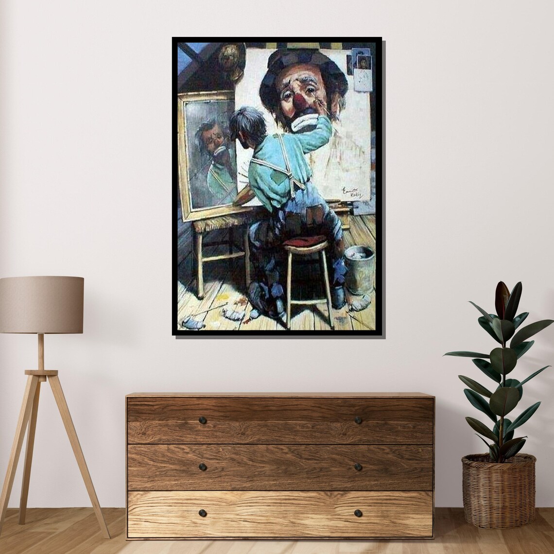 Nostalgic Clown Self-Reflection Wall Art Print - Image 4